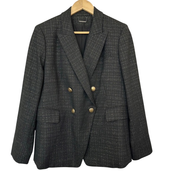 Elie Tahari Blazer Jacket Women's Size 14 Gold Kissed Metallic Weave Elegant - Picture 2 of 16